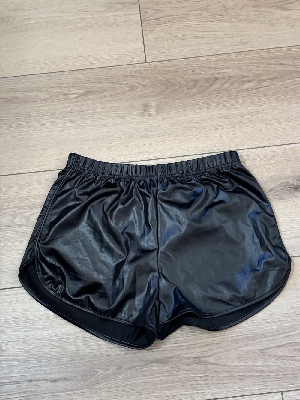 New Mix Black Faux-Leather Athletic Shorts